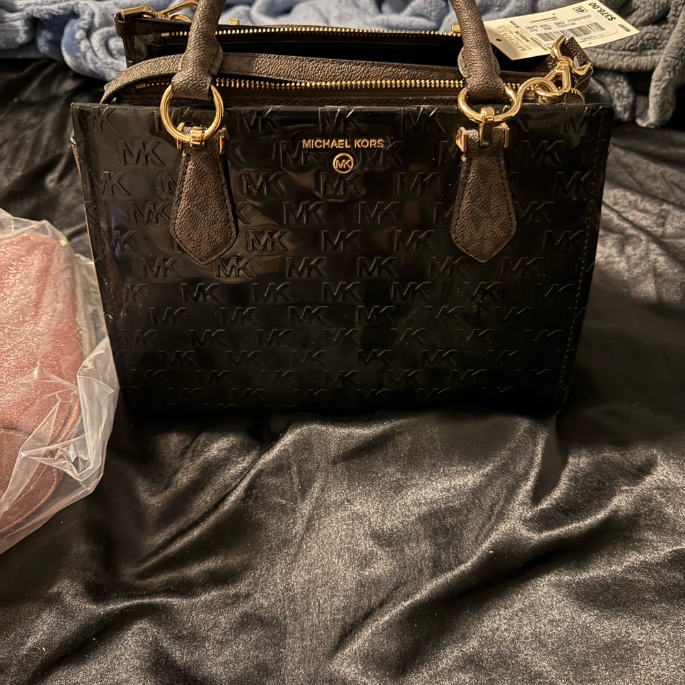 Michael Kors Embossed Black Satchel